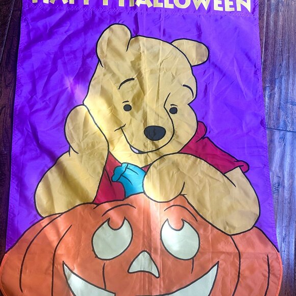 Vintage Disney Winnie the Pooh Happy Halloween 28"x40" Polyester Flag - Picture 3 of 6